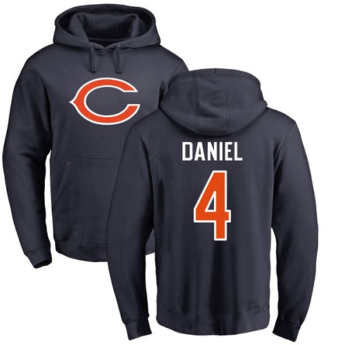 Chicago Bears Men Navy Blue Chase Daniel Name and Number Logo NFL Football 4 Pullover Hoodie Sweatshirts